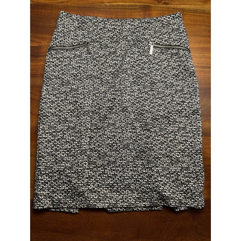 Michael Kors Womens Black White Stretch Pencil Skirt Size 6 Career Office